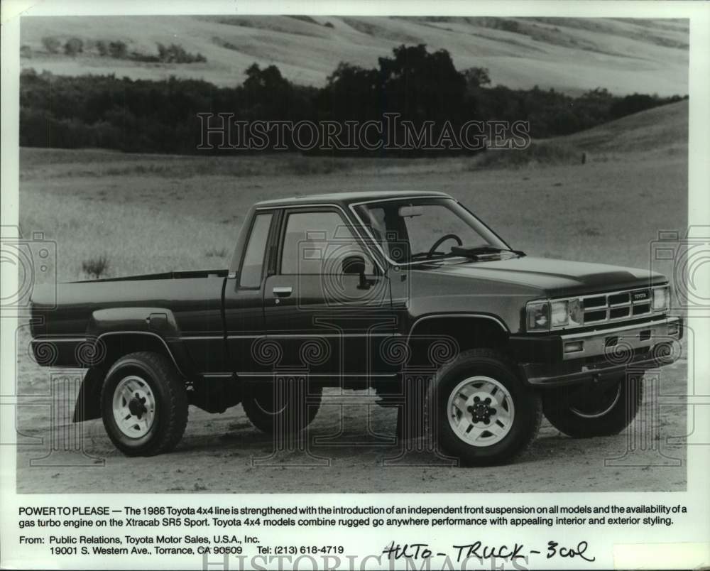 1986 Press Photo Toyota 4x4 Xtracab SR5 Sport Truck - mjt19700- Historic Images