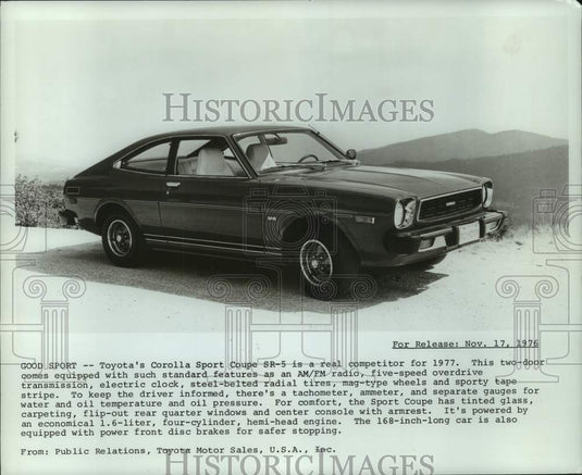 1976 Press Photo 1977 Toyota Corolla Sport Coupe SR-5 - mjt19715- Historic Images