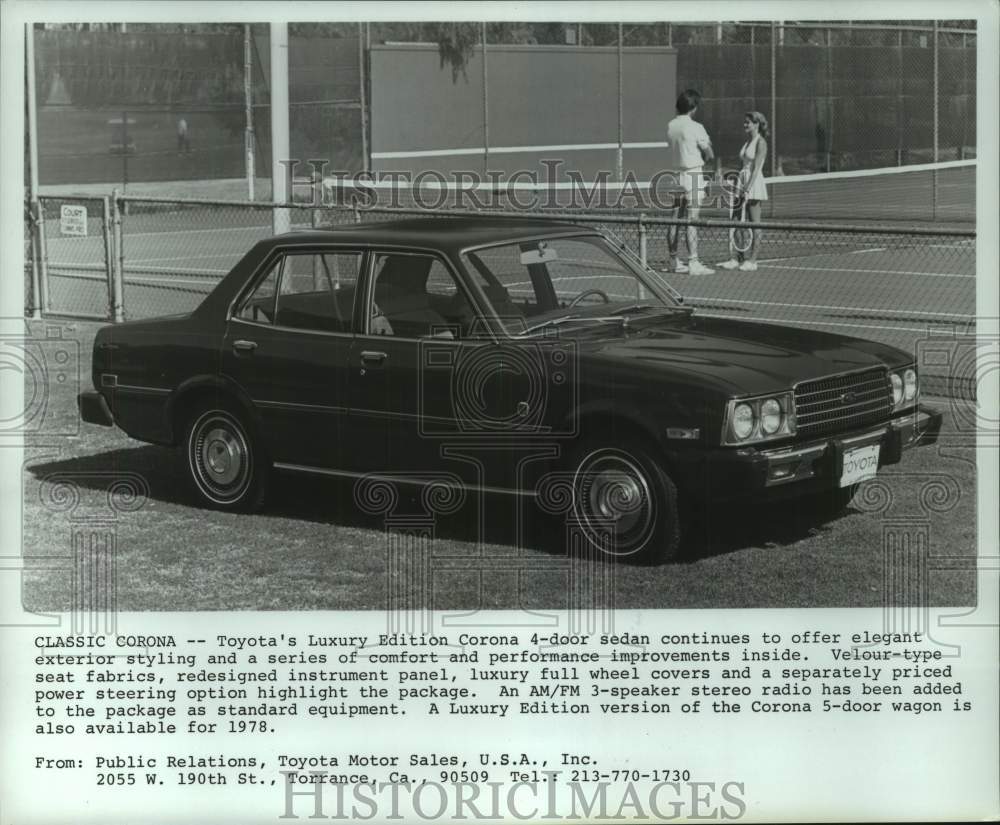 1978 Press Photo 1978 Toyota&#39;s Luxury Edition Corona 4-door sedan - mjt19716- Historic Images