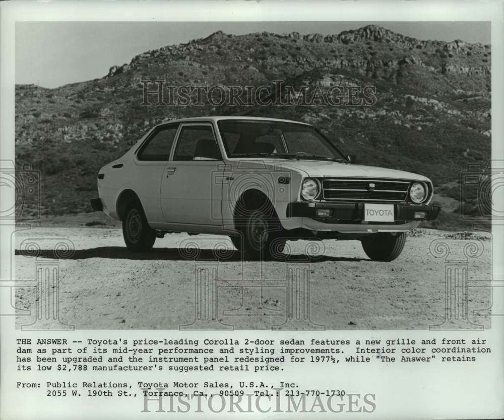 1978 Press Photo 1977 1/2 Toyota&#39;s price-leading Corolla 2-door sedan- Historic Images