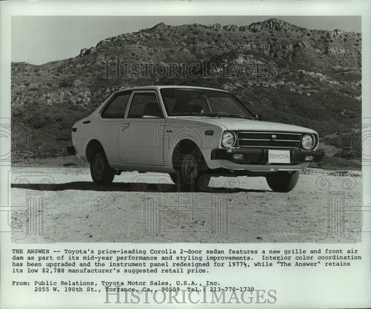 1978 Press Photo 1977 1/2 Toyota's price-leading Corolla 2-door sedan- Historic Images