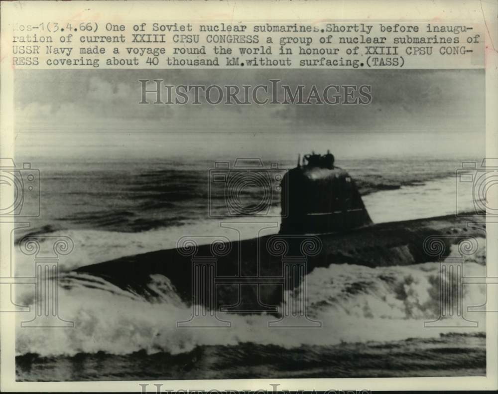 1966 Press Photo One Of Soviet Nuclear Submarines Shortly Before Inauguration- Historic Images