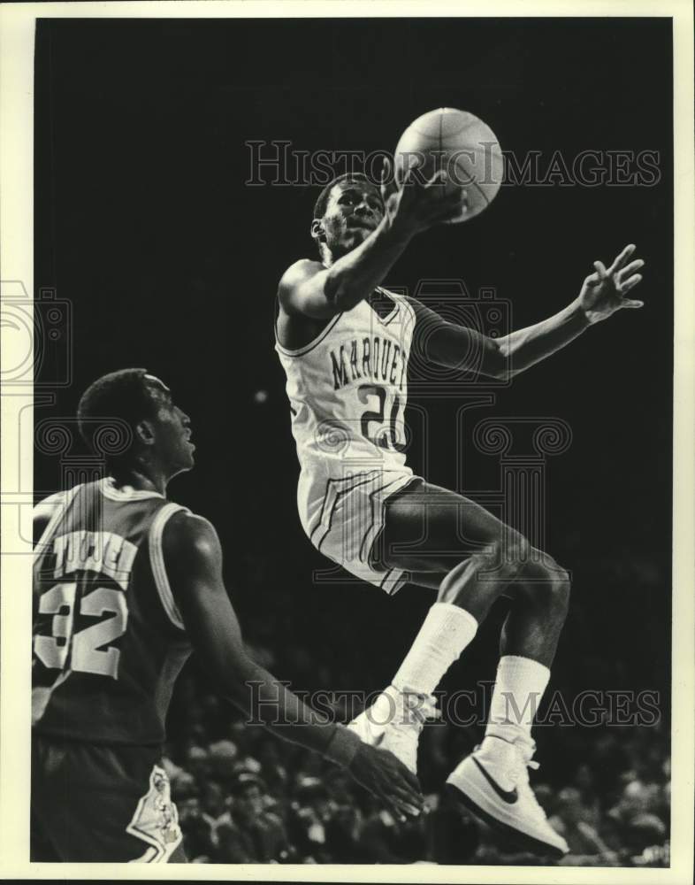 1981 Press Photo Marquette University basketball player Mandy Johnson at Arena- Historic Images