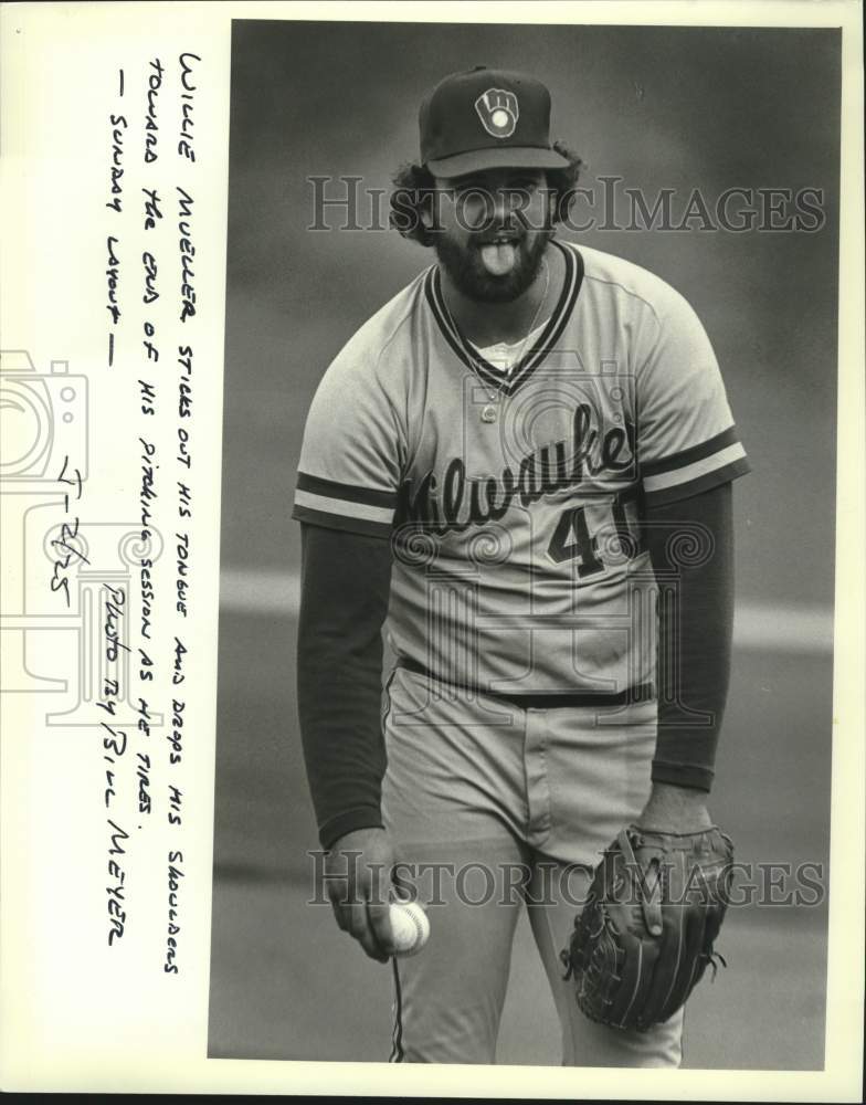 1982 Press Photo Willie Mueller at Brewer Baseball Spring Training, Arizona- Historic Images