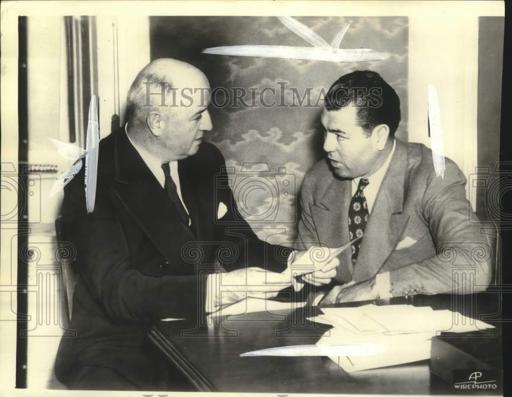 1936 Press Photo Jack Dempsey With James A. Farley In New York - mjt21370- Historic Images