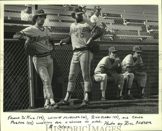 1982 Press Photo Four Milwaukee Brewers' Baseball Pitchers At Spring Training- Historic Images