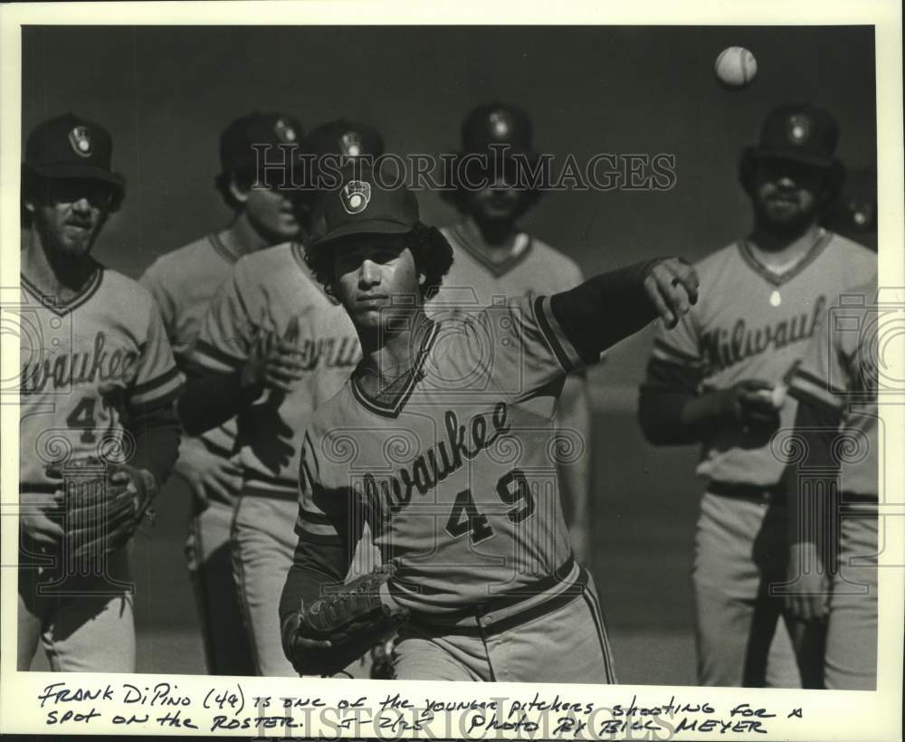 1982 Press Photo Milwaukee Brewer Pitcher Frank DiPino Throws In Spring Training- Historic Images