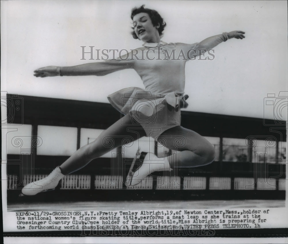 1954 Press Photo Tinley Albright Women&#39;s Figure Skating Champ Grossinger N.Y.- Historic Images
