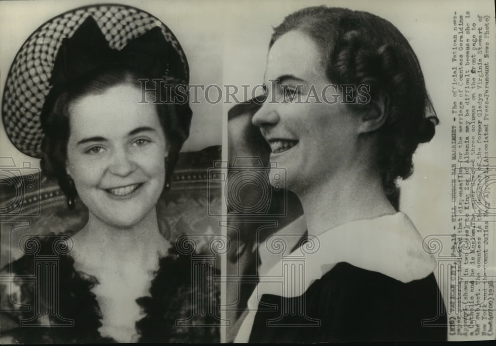 1938 Press Photo Countess Geraldine Apponyi to marry King Zog, Albania- Historic Images