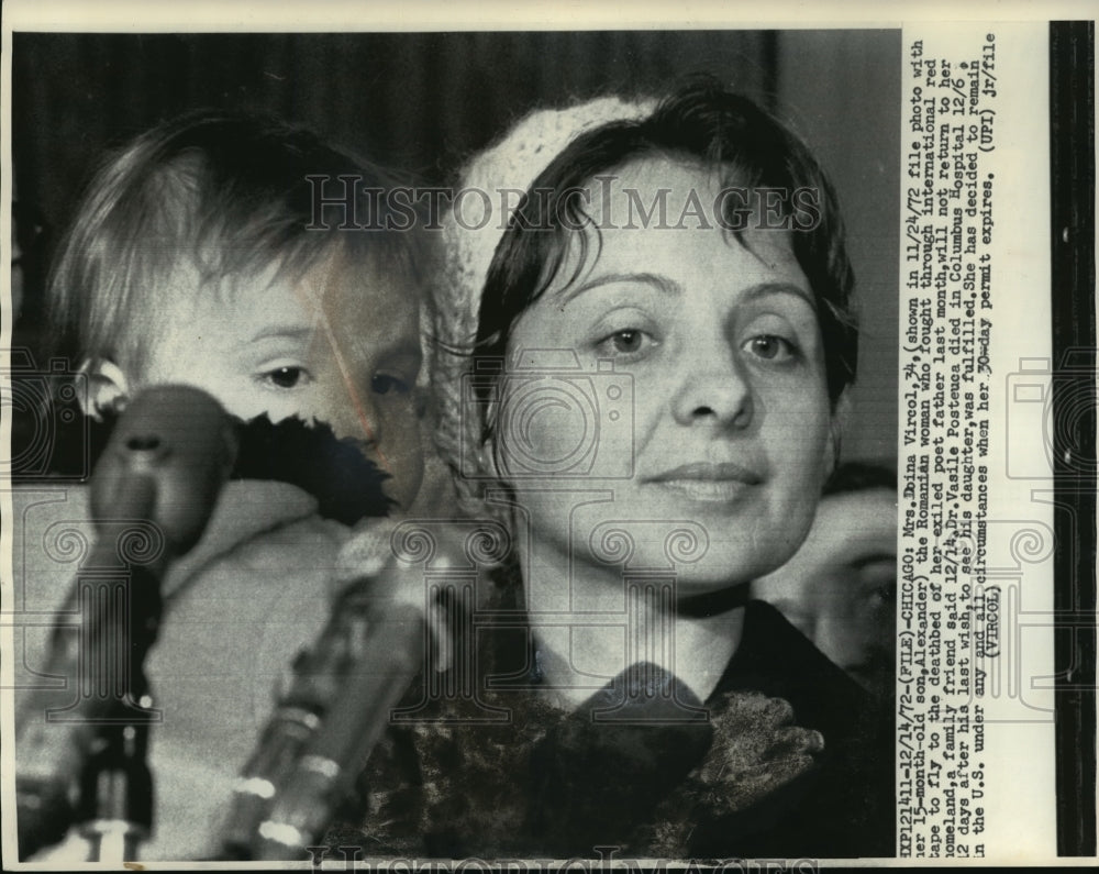 1972 Press Photo Mrs. Doina Vircol & Son, Visit Exiled Vasile Posteuca, Chicago- Historic Images