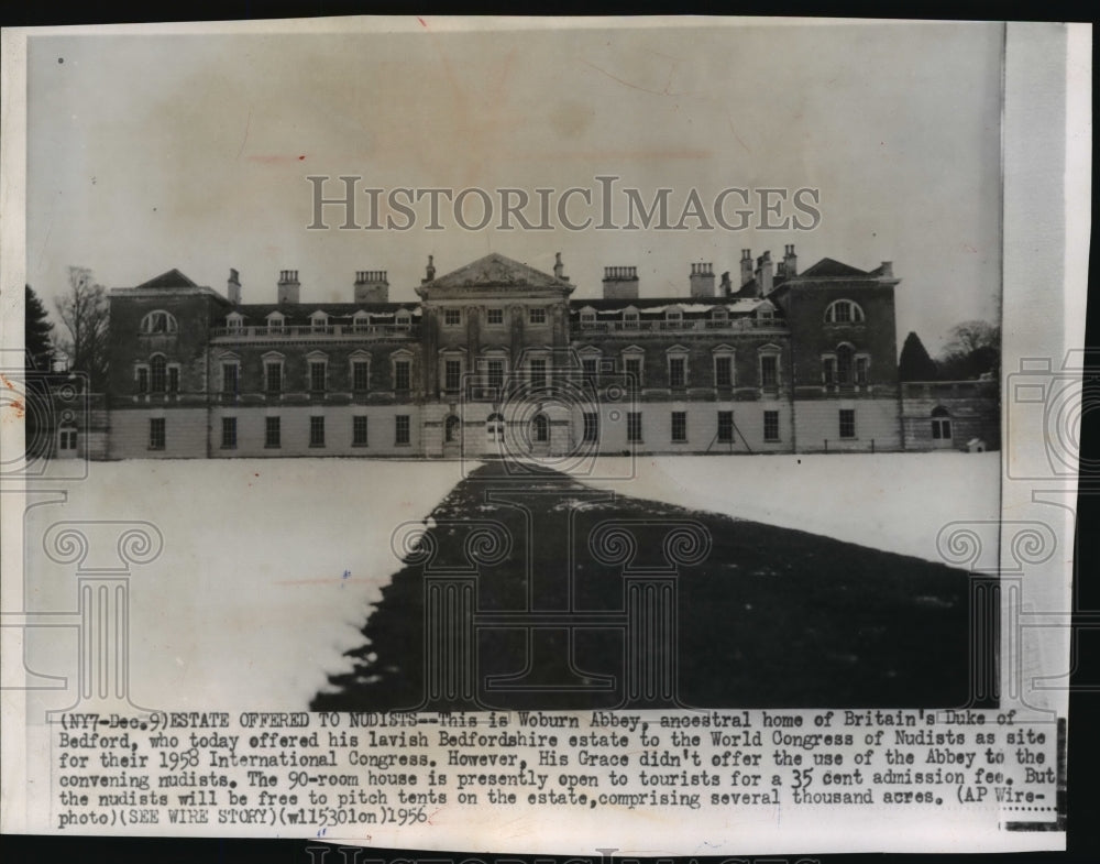 1956 Press Photo Woburn Abbey owned by Duke Of Bedford, Bedfordshire, England- Historic Images