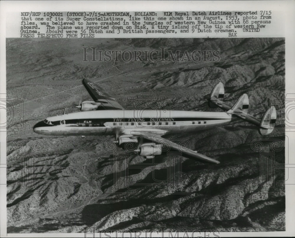 1953 Press Photo KIM Royal Dutch Airlines Super Constellation - mjw00425- Historic Images