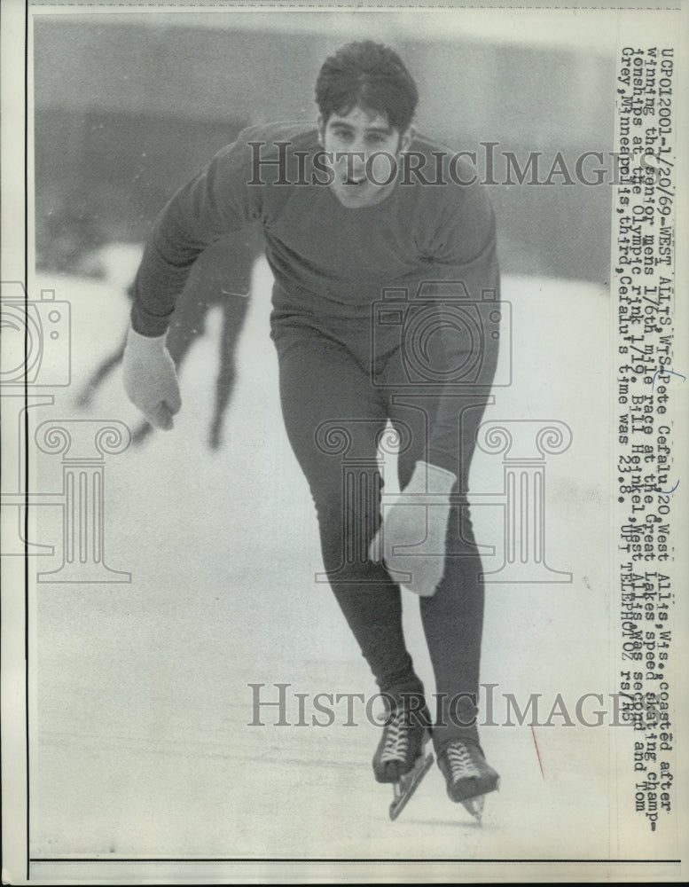 1969 Press Photo Pete Cefalu wins Great Lakes speed skating championship- Historic Images