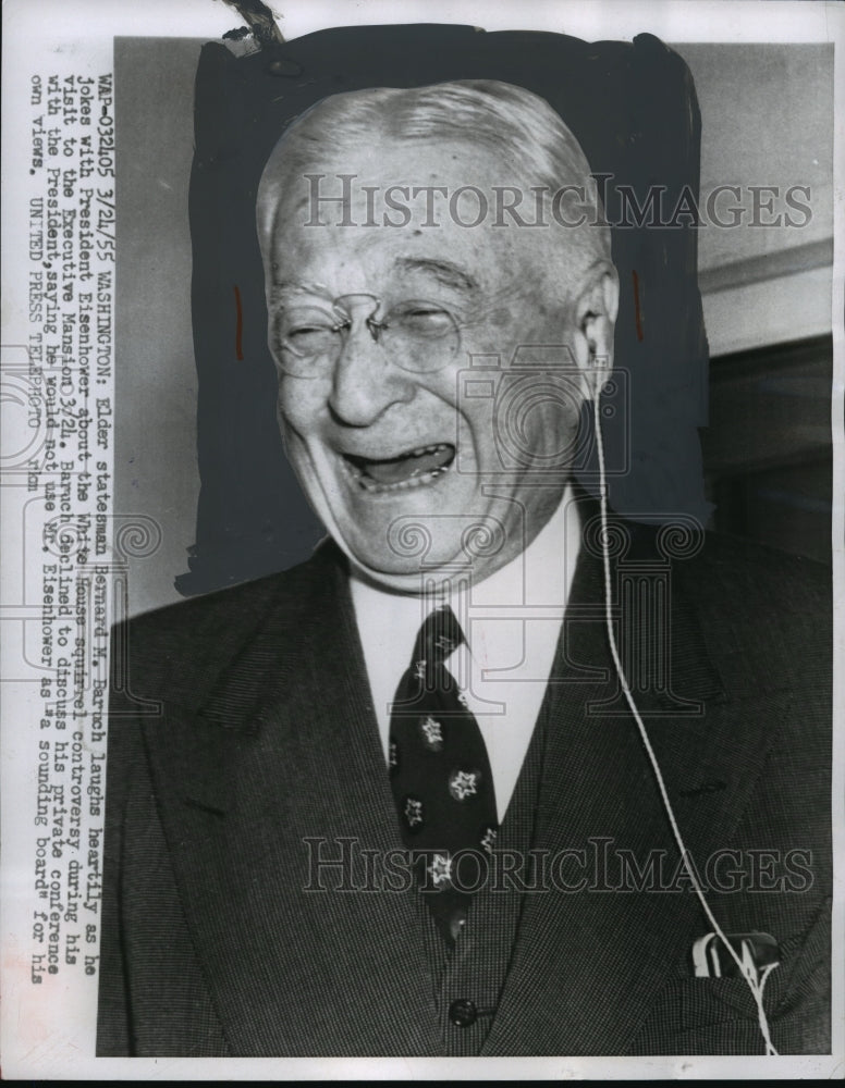 1955 Press Photo Bernard Baruch visits President Eisenhower, Washington, DC- Historic Images