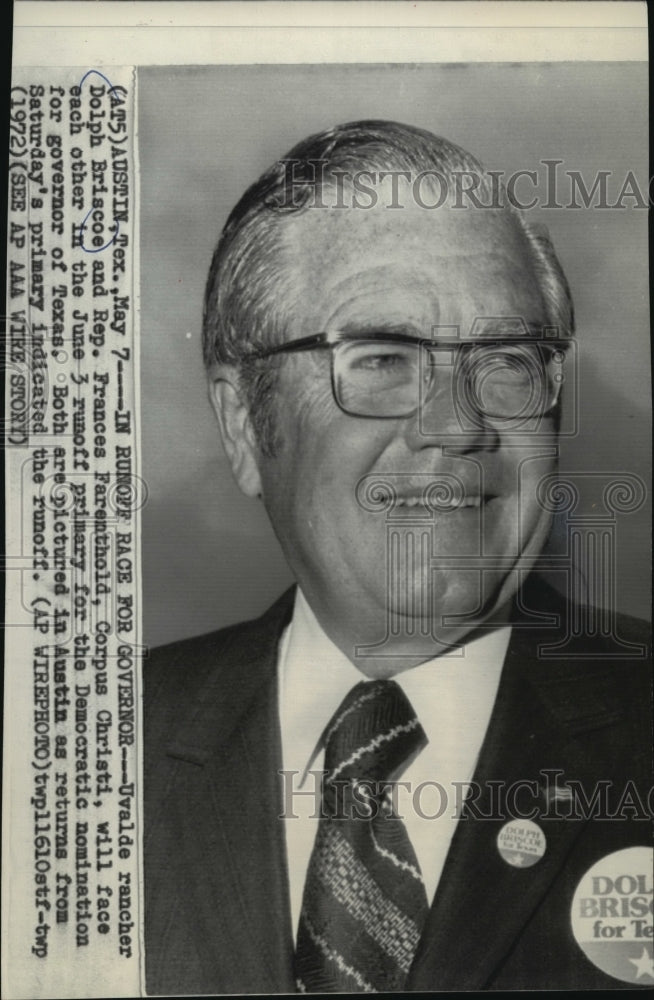 1972 Press Photo Rancher Dolph Briscoe in runoff for nomination for Texas Gov.- Historic Images