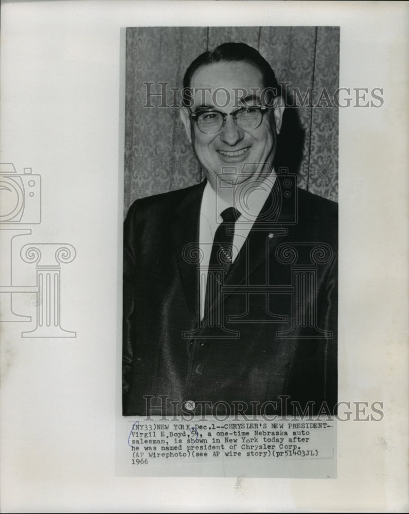 1966 Press Photo Virgil E. Boyd named president of Chrysler Corp. - mjw01053- Historic Images