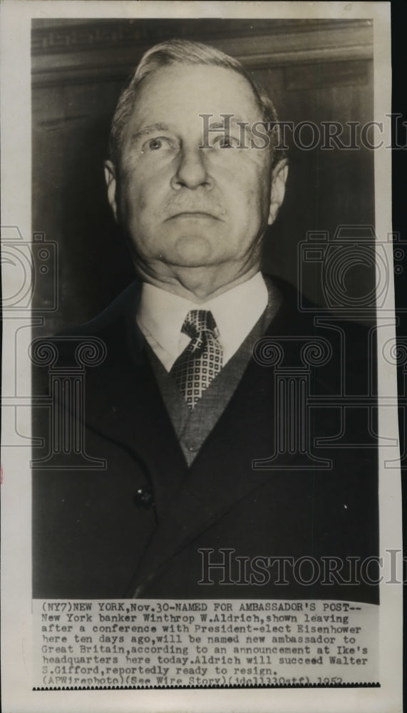 1952 Press Photo Winthrop W. Aldrich named Ambassador to Great Britain, New York- Historic Images