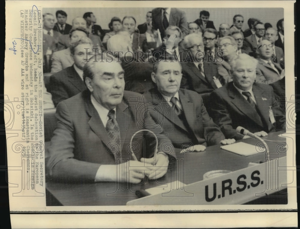 1975 Press Photo Leonid Brezhnev and others at European Security Conference- Historic Images