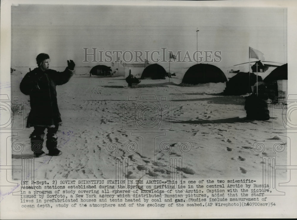 1954 Press Photo Soviet Scientific research station on Drifting Ice, Arctic- Historic Images