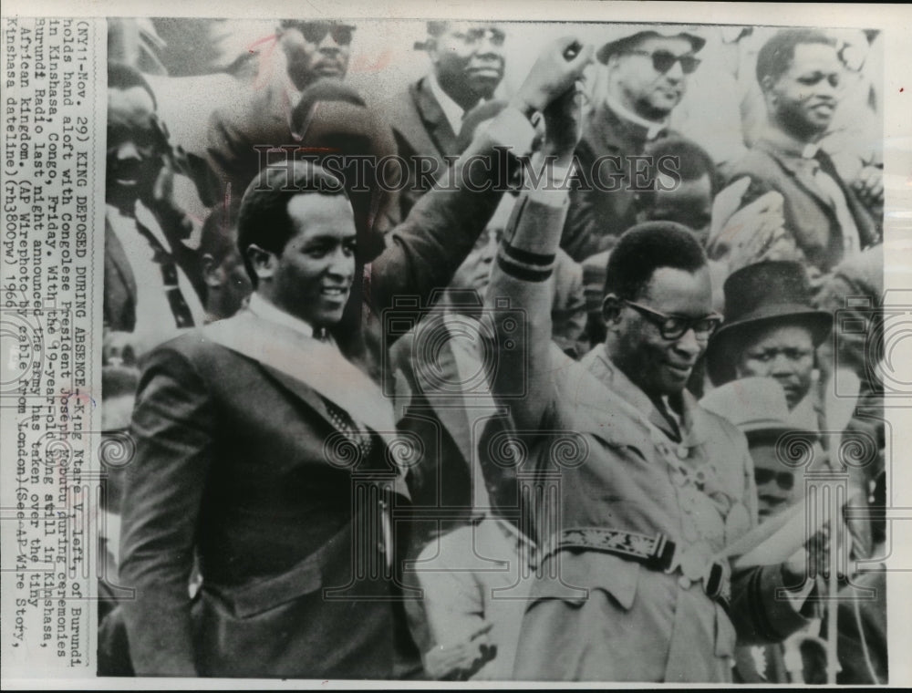 1966 Press Photo King Ntare V of Burundi during ceremonies in Kinshasa, Congo.- Historic Images