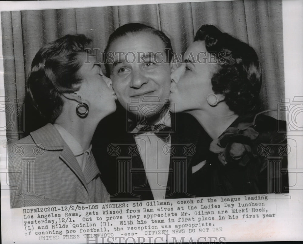 1955 Press Photo Sid Gillman, coach of the Los Angeles Rams and Ram wives- Historic Images