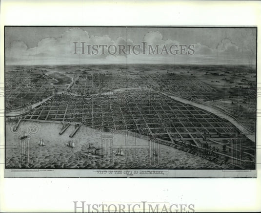 Press Photo Milwaukee City Illustrated Panoramic Bird's Eye View, Wisconsin- Historic Images