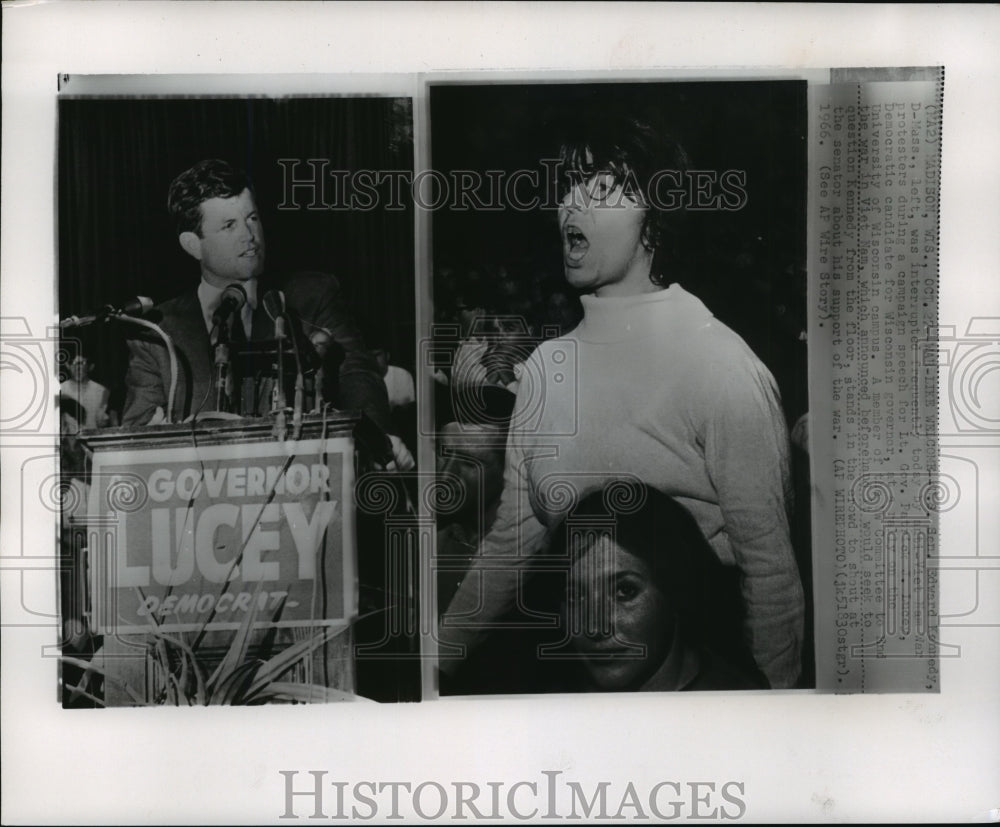 1966 Press Photo Senator Edward Kennedy at a rally at University of Wisconsin.- Historic Images