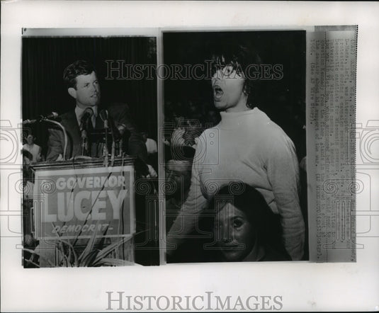 1966 Press Photo Senator Edward Kennedy at a rally at University of Wisconsin.- Historic Images
