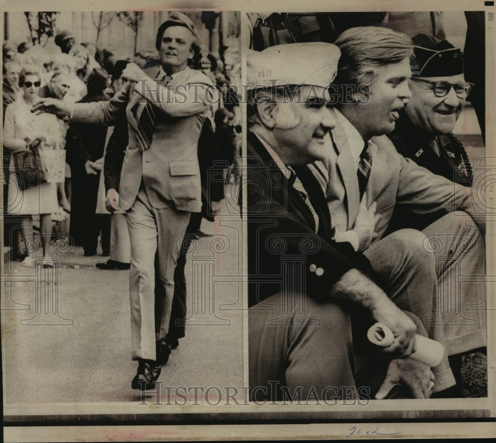 1974 Press Photo IL Gov. Dan Walker runs along Memorial Day parade in Chicago