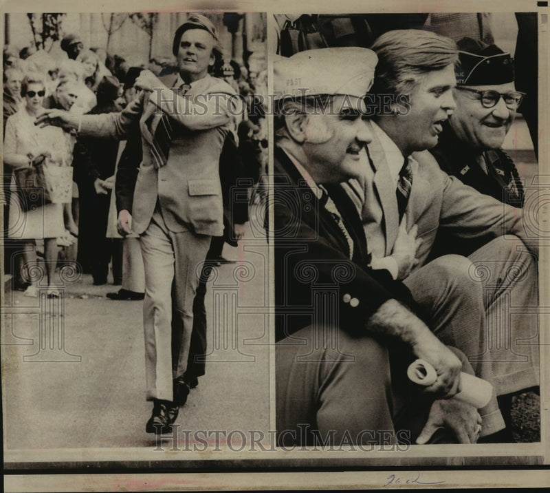 Load image into Gallery viewer, 1974 Press Photo IL Gov. Dan Walker runs along Memorial Day parade in Chicago
