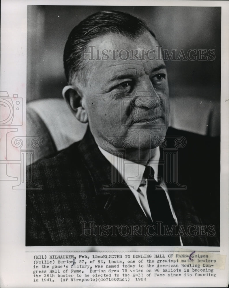 1964 Press Photo Nelson (Nellie) Burton named to ABC Hall of Fame, Milwaukee- Historic Images