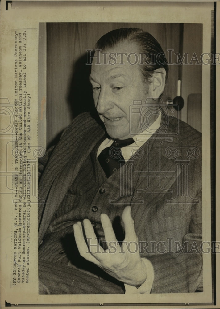 1972 Press Photo U.N. Secretary-General Kurt Waldheim, United Nations, New York- Historic Images