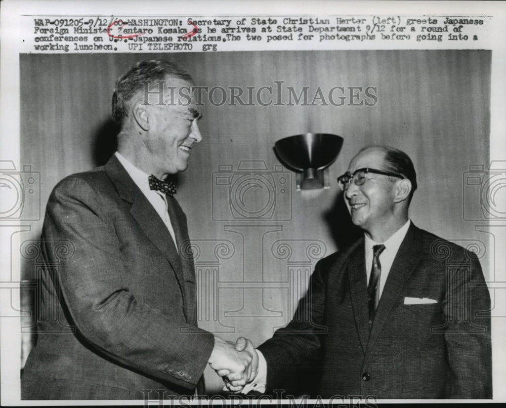 1960 Press Photo Secretary of State Herter and Japan&#39;s Foreign Minister Kosaka- Historic Images