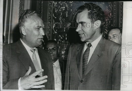 1959 Press Photo Soviet Frol R. Kozlov and Vice-president Nixon at the Capitol.- Historic Images