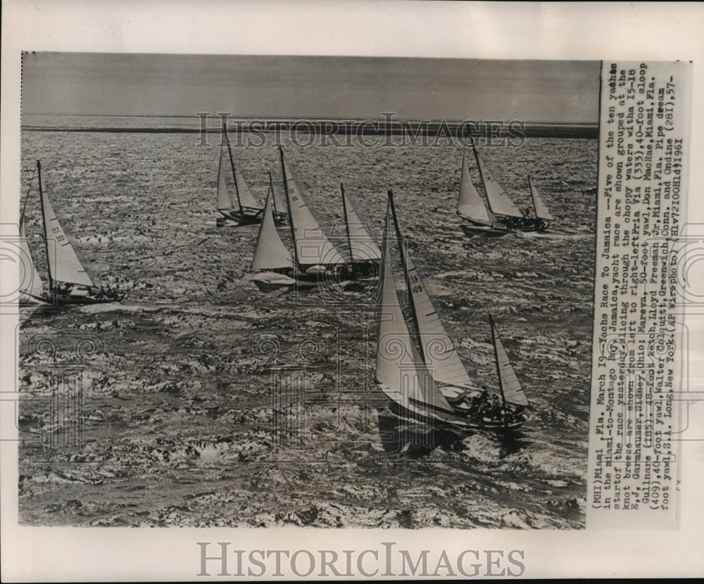 1961 Press Photo 807 mile Yacht race from Miami, Florida to Montego Bay, Ja.- Historic Images