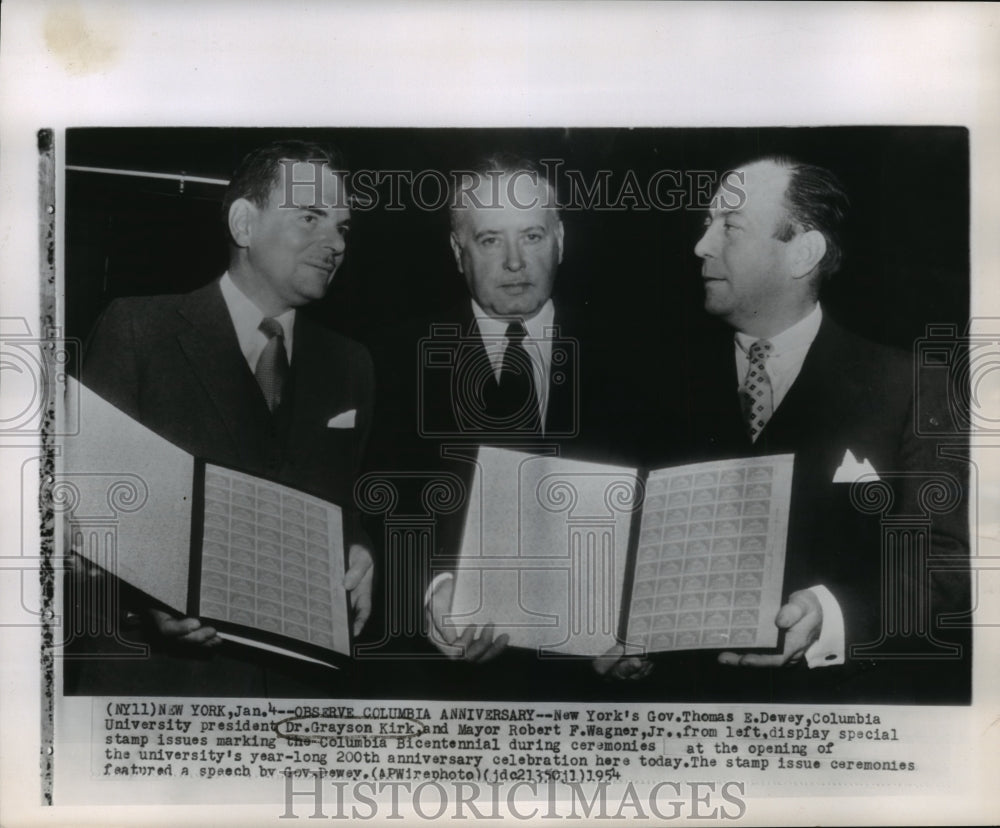 1954 Press Photo Thomas Dewey, Grayson Kirk, Robert Wagner, Jr. in New York- Historic Images