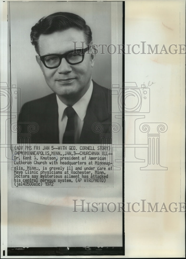 1972 Press Photo Dr. Kent S. Knutson, president of American Lutheran Church- Historic Images