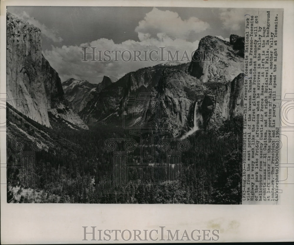 1962 Press Photo Aerial view of Yosemite National Park - mjw04990