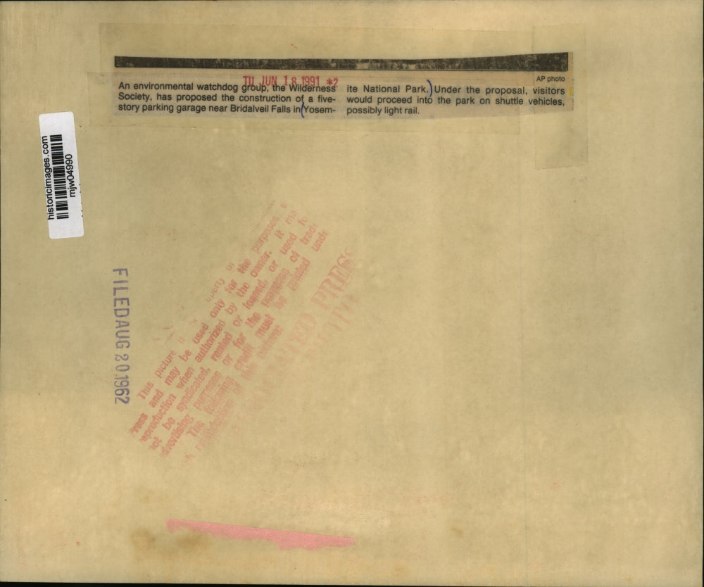 1962 Press Photo Aerial view of Yosemite National Park - mjw04990