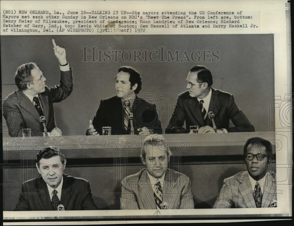 1972 Press Photo Moon Landrieu &amp; other mayors appeared on NBC&#39;s &quot;Meet the Press&quot;- Historic Images