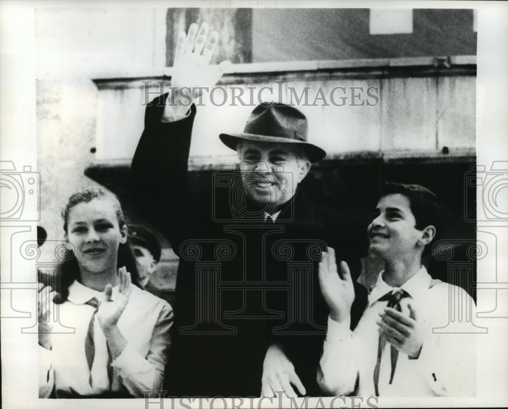 1974 Press Photo Enver Hoxha, Secretary of Albanian Labor Party, May Day parade