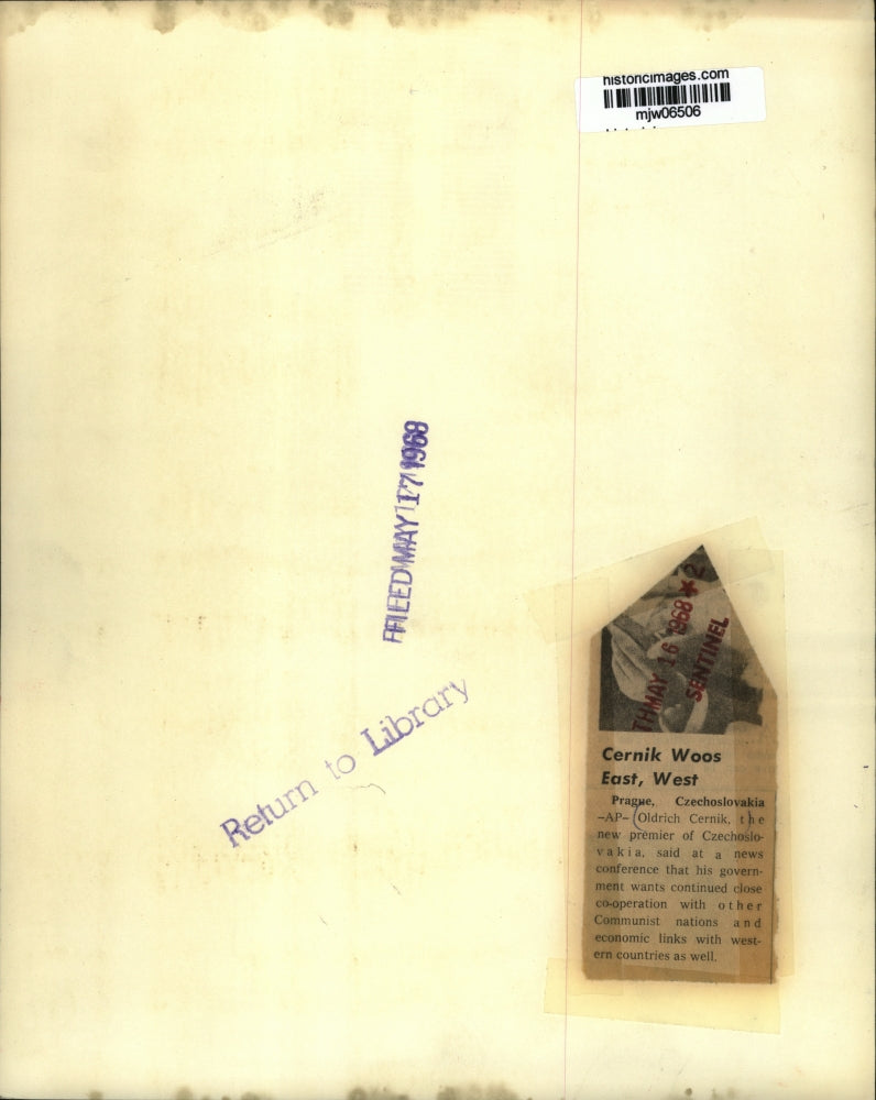 1968 Press Photo Czechoslovakian Premier Oldrich Cernik, news conference, Prague