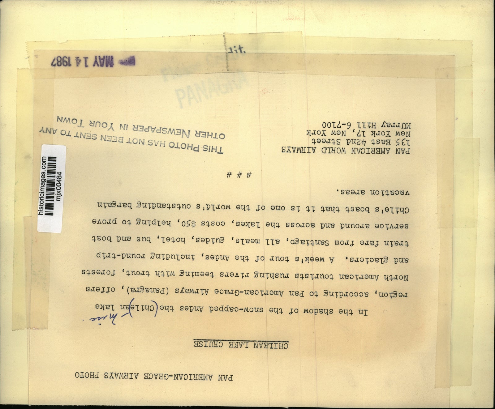 1987 Press Photo Andes the Chilean lake region, offers rushing rivers with trout