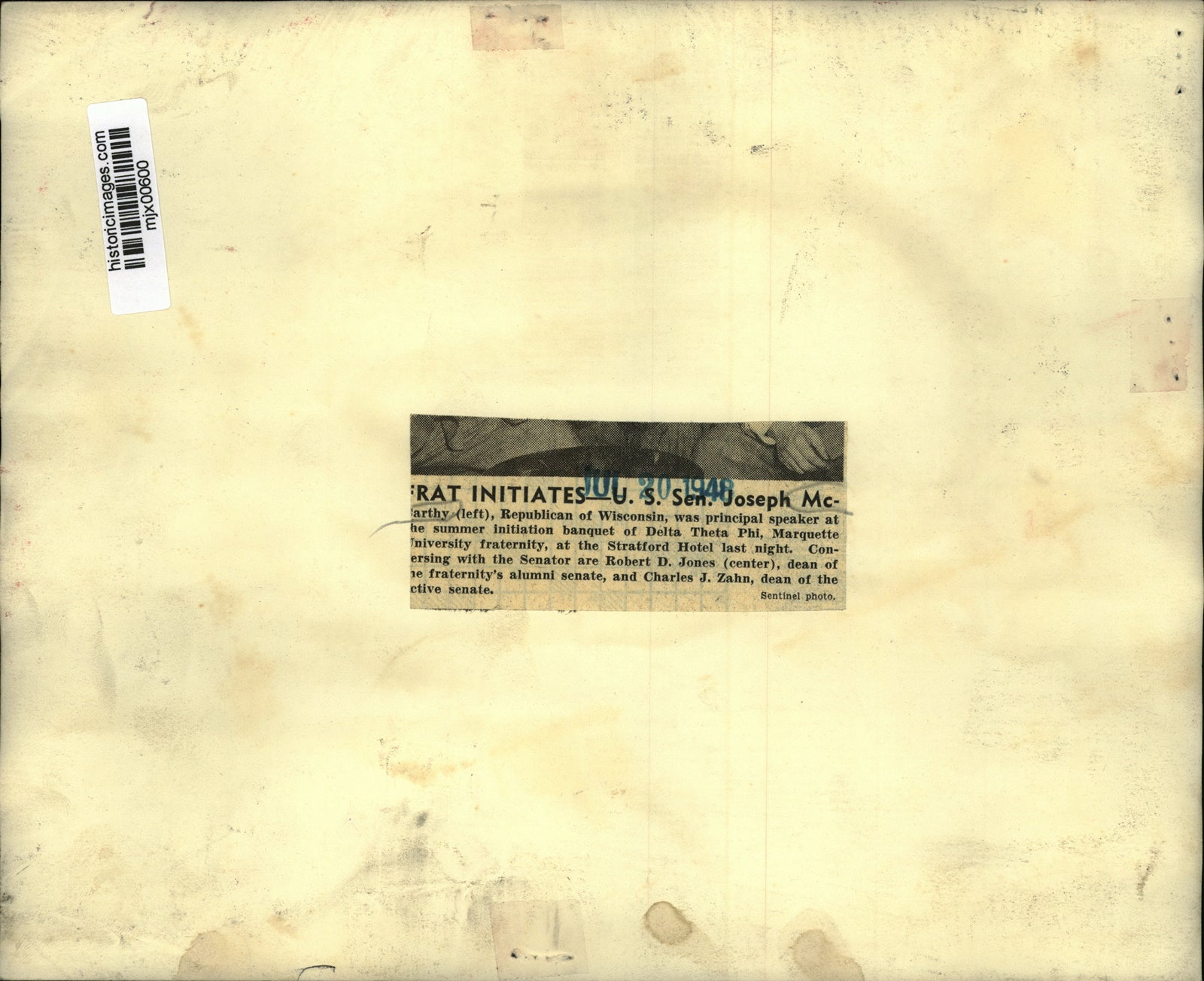 1948 Press Photo Sen. Joseph McCarthy, speaker at Delta Theta Phi summer banquet