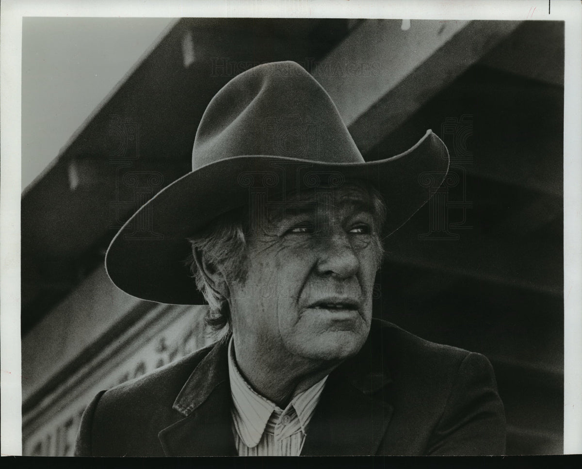 1976 Press Photo Sheriff Jim Davis rides herd in Law of the Land, a TV movie