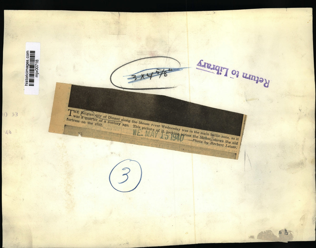 1940 Press Photo Belgian city of Dinant along Meuse river used to be battle zone