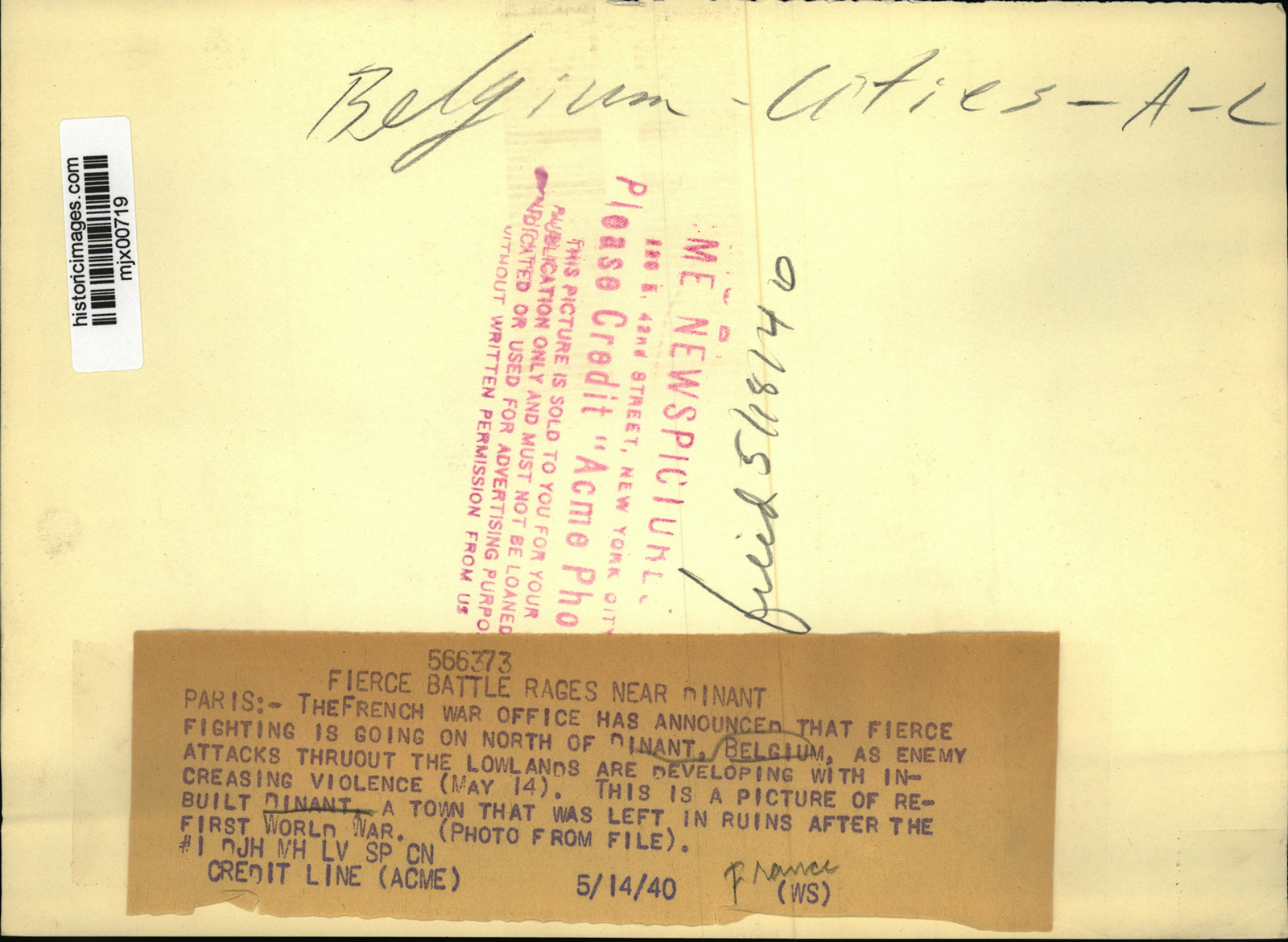 1940 Press Photo Rebuilt Dinant, Belgium after the first World War - mjx00719