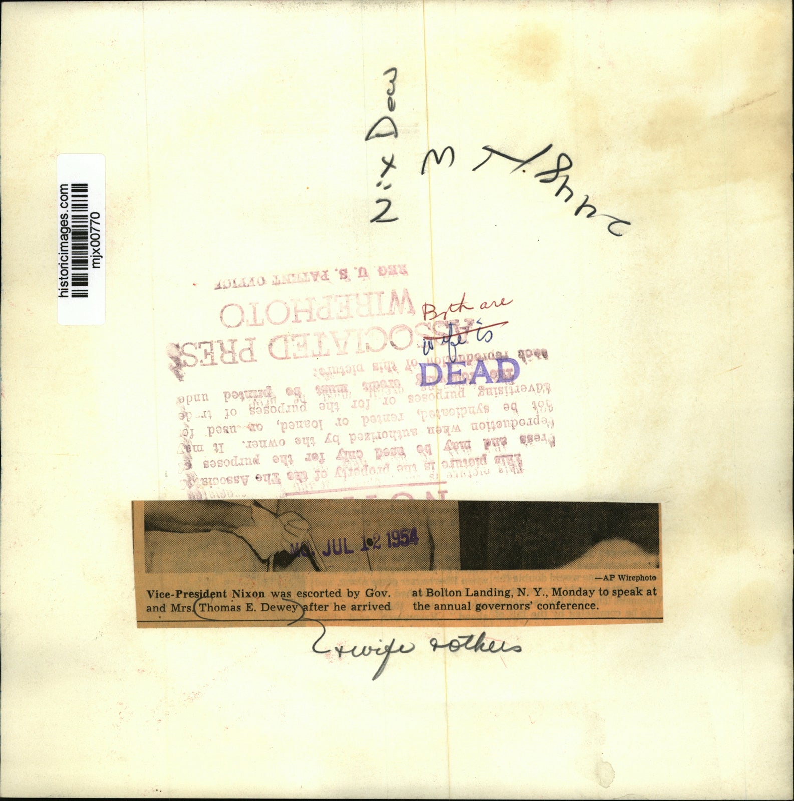 1954 Press Photo Vice-President Nixon w/ Gov. and Mrs. Thomas E. Dewey