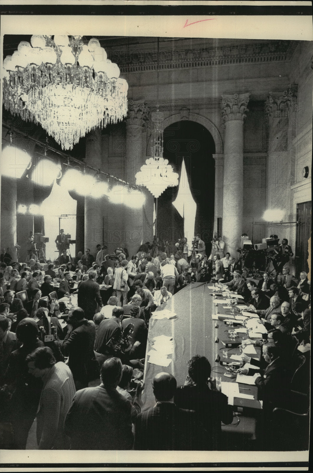 1973 Press Photo Senate Caucus Room was packed for Watergate Investigation