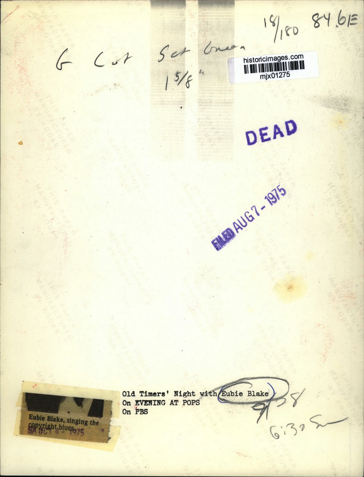 1975 Press Photo Old Timers' Night with Eubie Blake on Evening At Pops on PBS